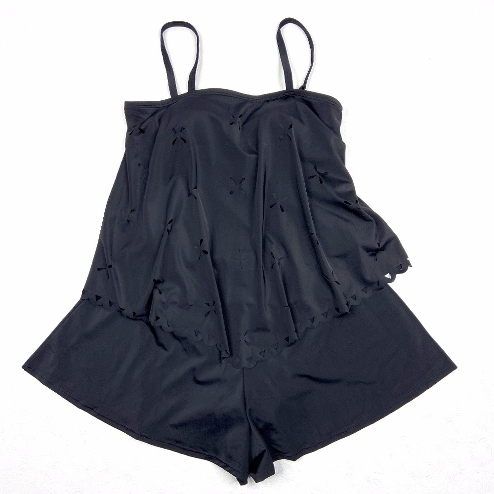 FIT 4 U Handkerchief Laser Cut Tankini Swimsuit 8